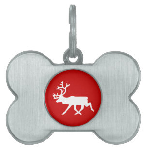 Placa Para Mascotas Reno blanco / Silhouette Caribou
