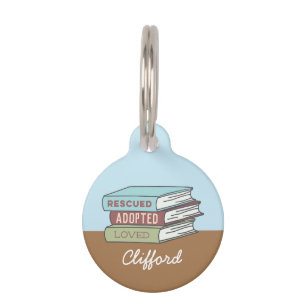 Placa Para Mascotas Rescatado libro de amor adoptado