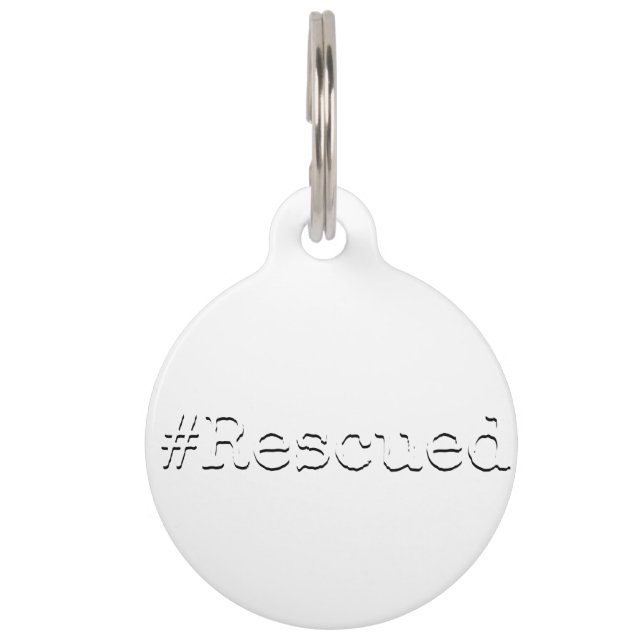 Placa Para Mascotas rescued – black and white (Anverso)