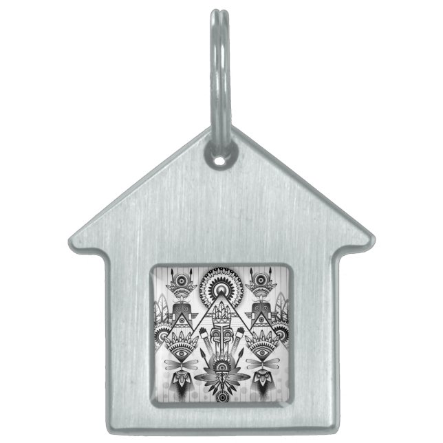 Placa Para Mascotas Resumen de la antigua tribu indígena (Frente)