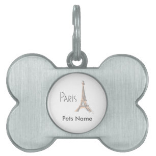 Placa Para Mascotas Resumen de la Torre Eiffel Gris