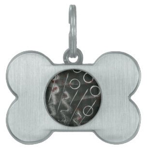 Placa Para Mascotas Resumen De Monoprint Blanco Y Negro