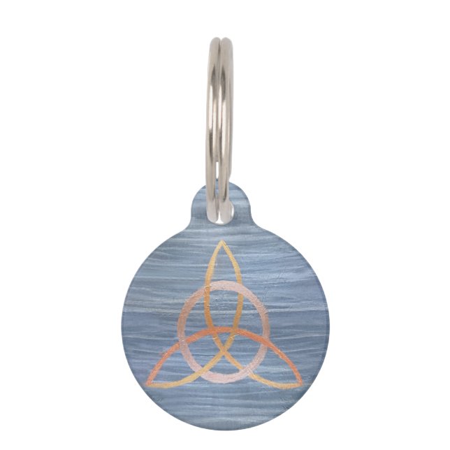 Placa Para Mascotas Resumen de Triquetra | Blue Gold Celtic Trinity Kn (Anverso)