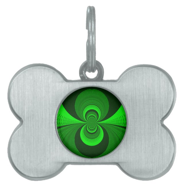 Placa Para Mascotas Resumen Modelo caleidoscopio Groovy Verde Brillant (Frente)