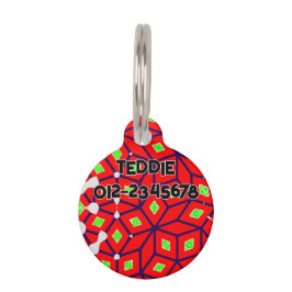 Placa Para Mascotas Resumen Verde Rojo Brillante