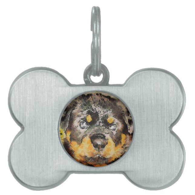 Placa Para Mascotas Retrato artístico del rotulier pimienta (Frente)