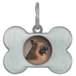 Placa Para Mascotas Retrato de arte de la acuarela del perro pastor al