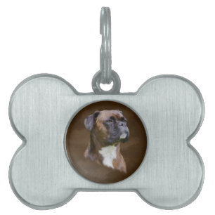 Placa Para Mascotas Retrato de arte de pintura con aceite de perro de 