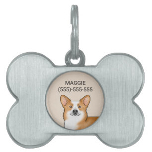 Placa Para Mascotas Retrato de cabeza de perro Pembroke galés Corgi ro