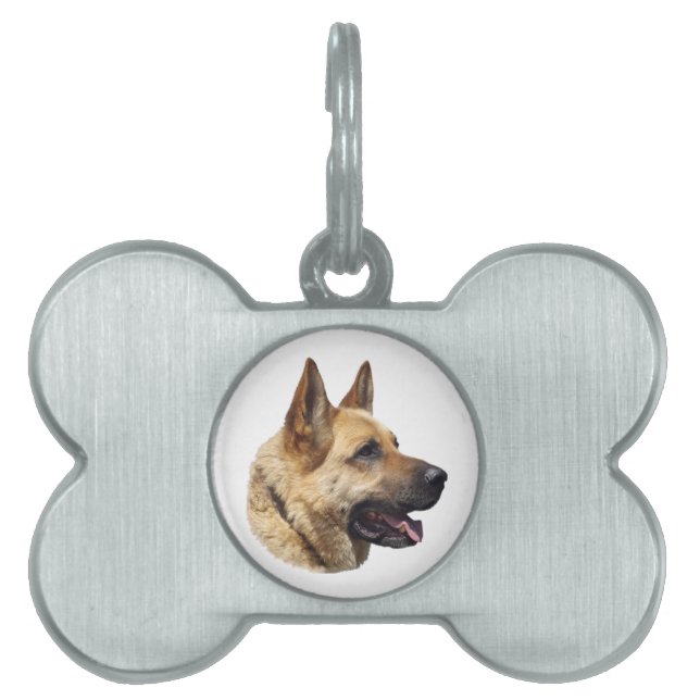 Placa Para Mascotas Retrato de pastor alsaciano alemán (Frente)