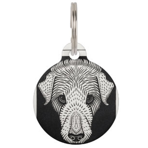 Placa Para Mascotas Retrato de perro impreso en madera vintage Art Nou