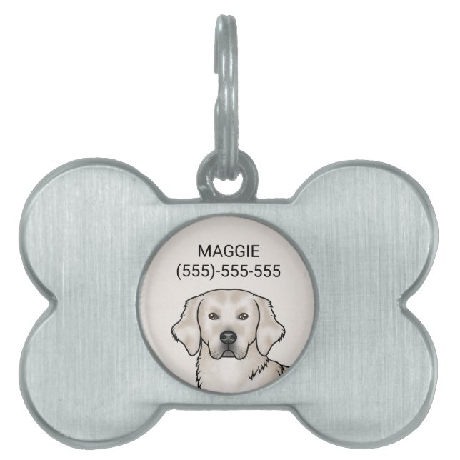 Placa Para Mascotas Retrato de perro recuperador de oro de crema ingle (Frente)