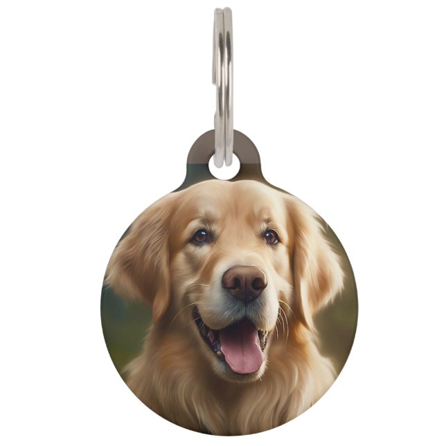 Placa Para Mascotas Retrato personalizado de perro recuperador de oro (Anverso)
