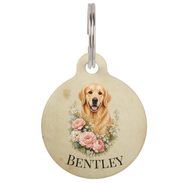 Placa Para Mascotas Retriever Dorado (Anverso)