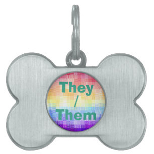 Placa Para Mascotas Retro Boho Funky Quirky Xenogénero Plaid Orgullo