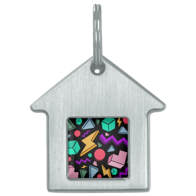 Placa Para Mascotas Retro de cosecha estética de los años 80 (Frente)