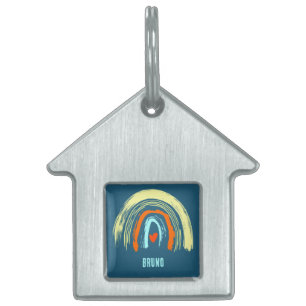 PLACA PARA MASCOTAS RETRO DE DISEÑO BOHO CLÁSICO PERSONALIZADO