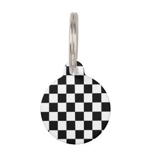 Placa Para Mascotas Retro geométrico negro y blanco