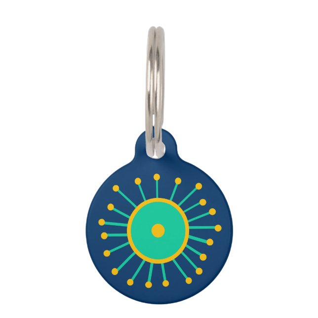 Placa Para Mascotas Retro Mod Starburst (Anverso)