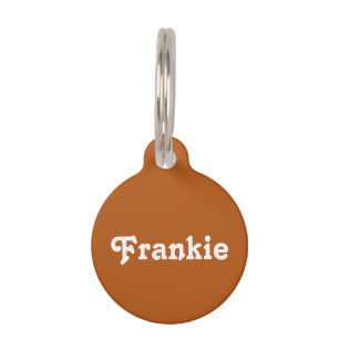 Placa Para Mascotas Retro Naranja quemado