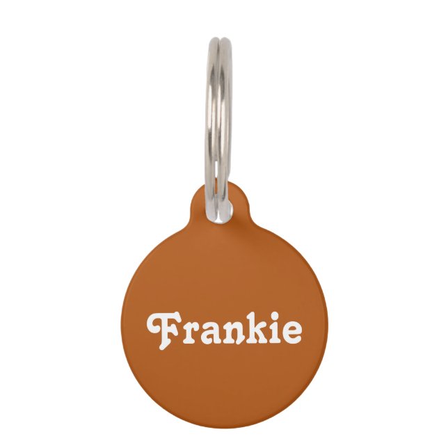Placa Para Mascotas Retro Naranja quemado (Anverso)