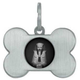Placa Para Mascotas Rey del faraón blanco y negro