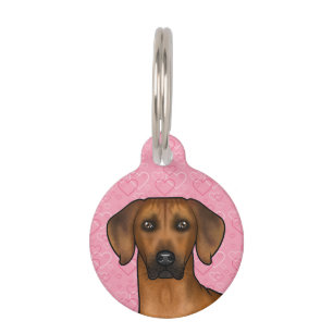 Placa Para Mascotas Rhodesia Ridgeback Perro Cabeza De Amor Rosa