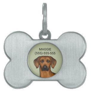 Placa Para Mascotas Ridgeback Rhodesian Brown Cabeza de Perro Africano