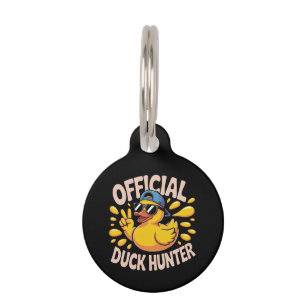 Placa Para Mascotas Ríe el divertido crucero de caza del pato de cauch