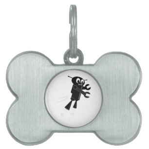 Placa Para Mascotas Robot volador negro