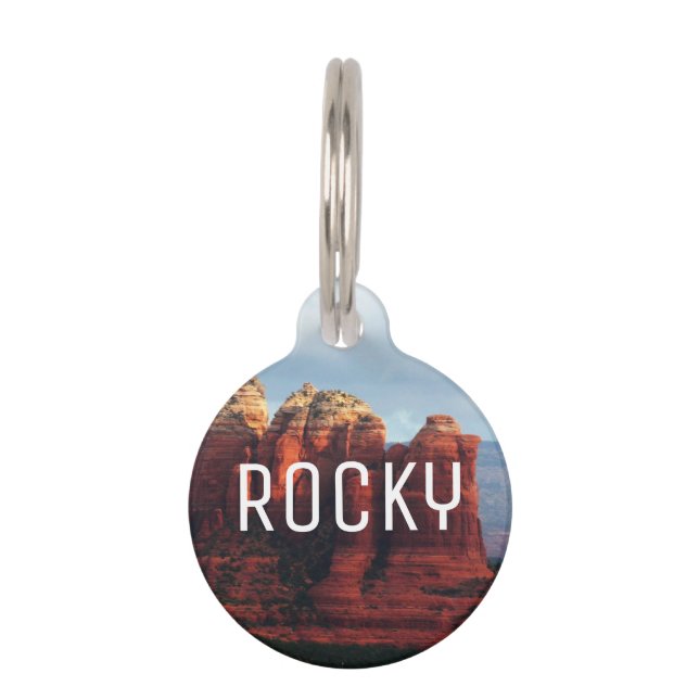 Placa Para Mascotas Roca de café nublado en Sedona Arizona (Anverso)