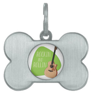 Placa Para Mascotas Rockin Rollin