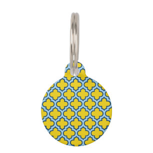 Placa Para Mascotas Rojo azul amarillo y bebé, Entramado, Quatrefoil
