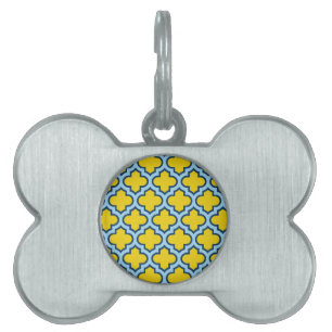 Placa Para Mascotas Rojo azul amarillo y bebé, Entramado, Quatrefoil