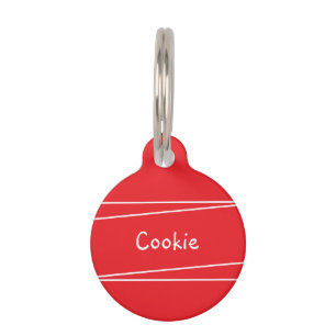 Placa Para Mascotas Rojo Brillante Moderno Sencillo Personalizado
