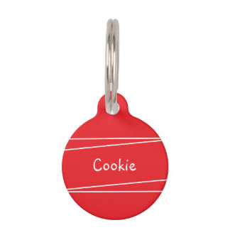 Placa Para Mascotas Rojo Brillante Moderno Sencillo Personalizado