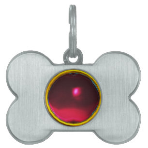 PLACA PARA MASCOTAS ROJO BURGUNDY RUBY GEM STONE