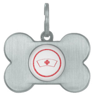 Placa Para Mascotas rojo médico enfermera hospital cruz roja