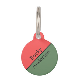 Placa Para Mascotas Rojo y Verde 45 Grados Minimalista