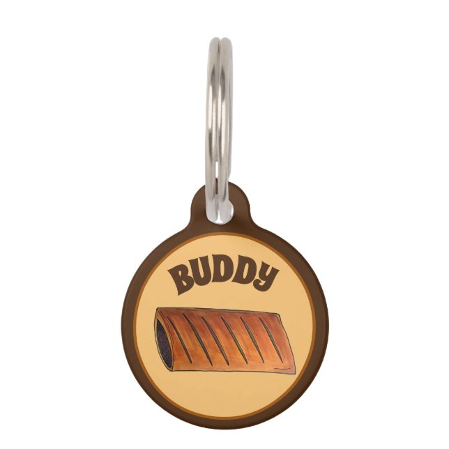 Placa Para Mascotas Rollo de salchicha de salchicha Británico Perro We (Anverso)