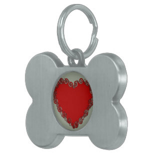 Placa Para Mascotas Romántico Valentine Love Heart Red
