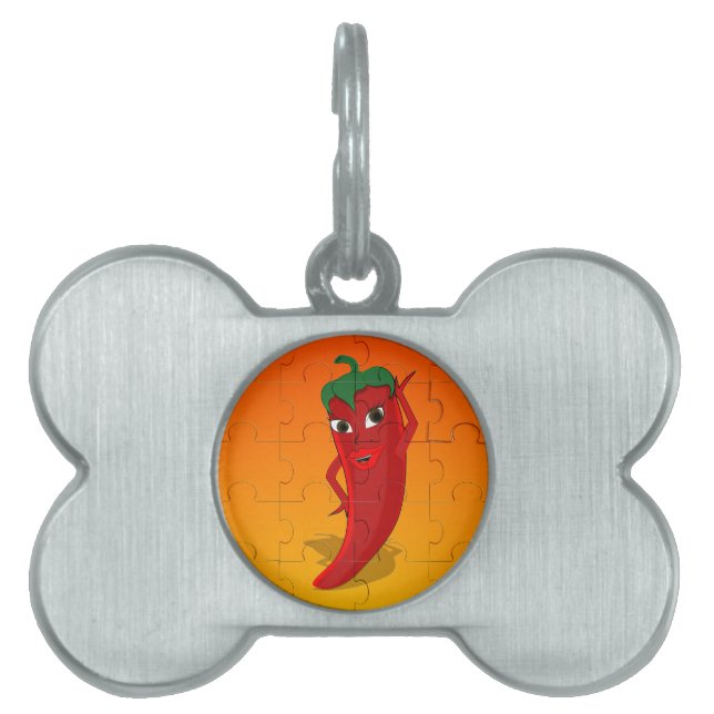 Placa Para Mascotas Rompecabezas de la diva del pepino rojo (Frente)