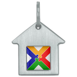 Placa Para Mascotas Rompecabezas Letra X Monograma