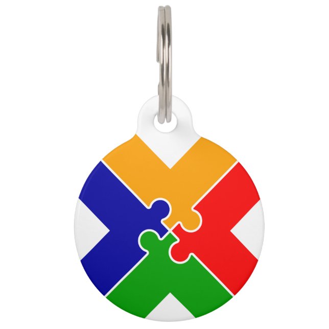 Placa Para Mascotas Rompecabezas Letra X Monograma (Anverso)