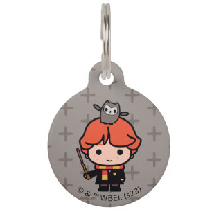 Placa Para Mascotas Ron Weasley y Pigwidgeon de dibujos animados