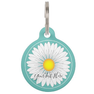 Placa Para Mascotas Ronda de Pequeña Daisy de Bonito verde azulada