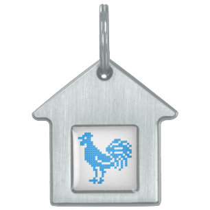 Placa Para Mascotas Rooster azul