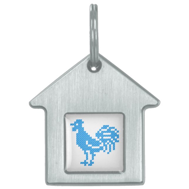 Placa Para Mascotas Rooster azul (Frente)