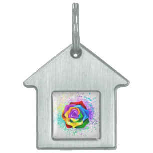 Placa Para Mascotas Rosa Arcoíris Colorida