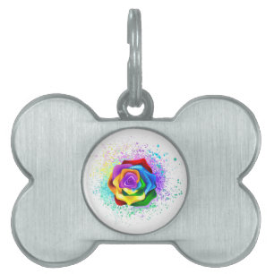 Placa Para Mascotas Rosa arcoiris colorido